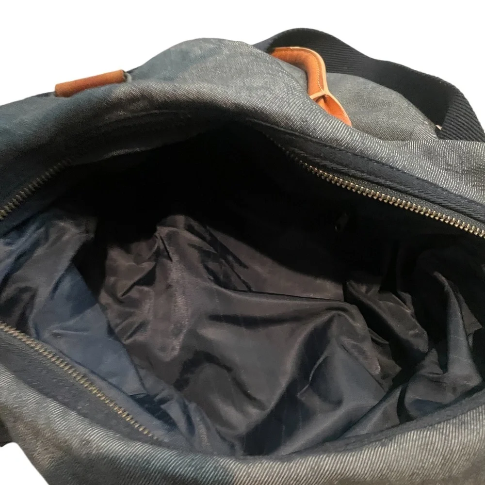 Armani Exchange Distressed leather-trimmed Denim Tote Bag‎